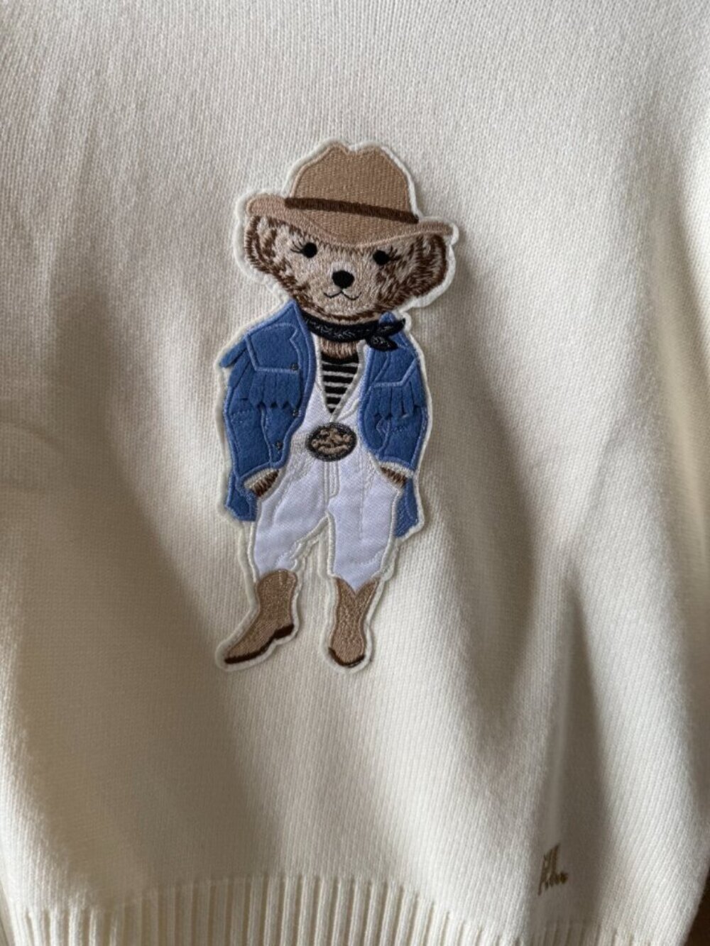 🧸 Ralph Lauren Bear Sweater Cream White - Picture 2 of 6